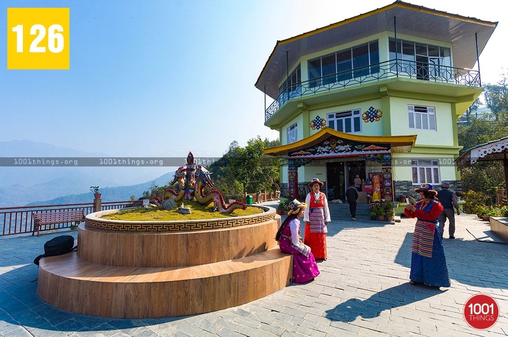 Visitors at Tashi Viewpoint in traditional dress