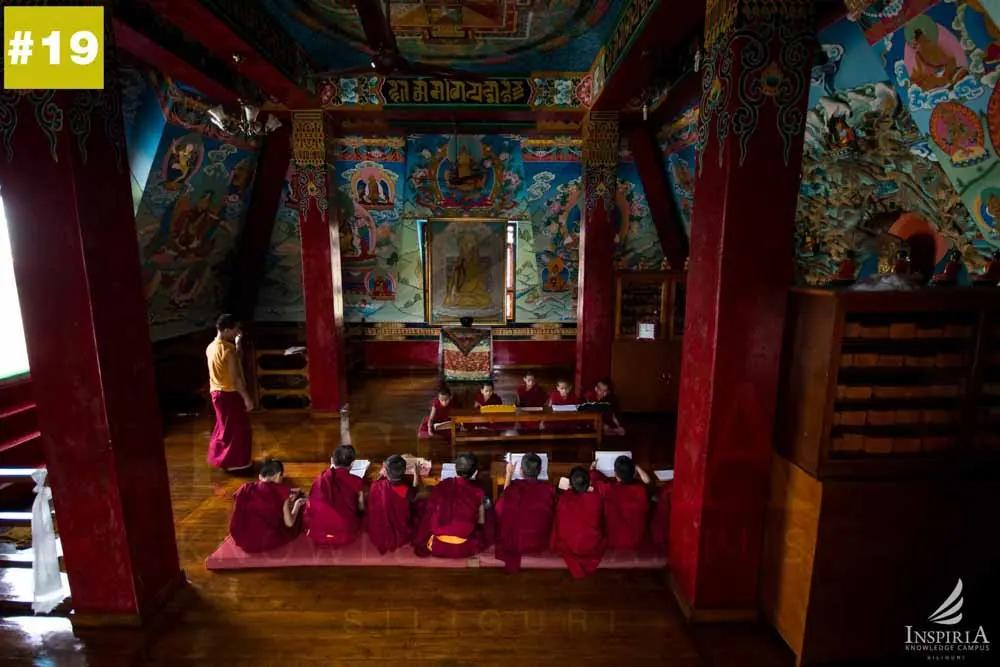 Salugara Monastery — monks in prayer and studies